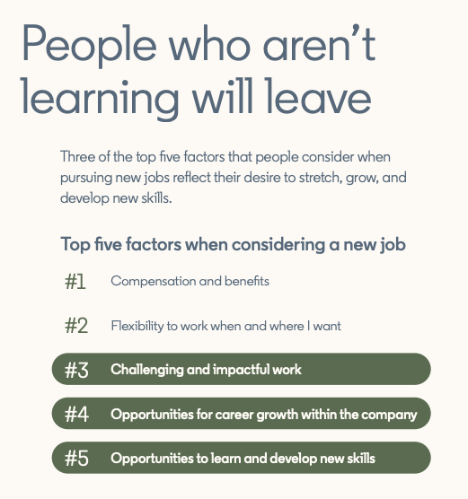 People leave jobs when they aren't learning inkedIn Learning Workplace Learning Report