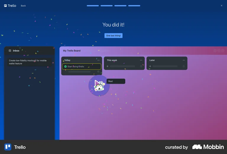 Trello you did it confetti celebration microinteraction