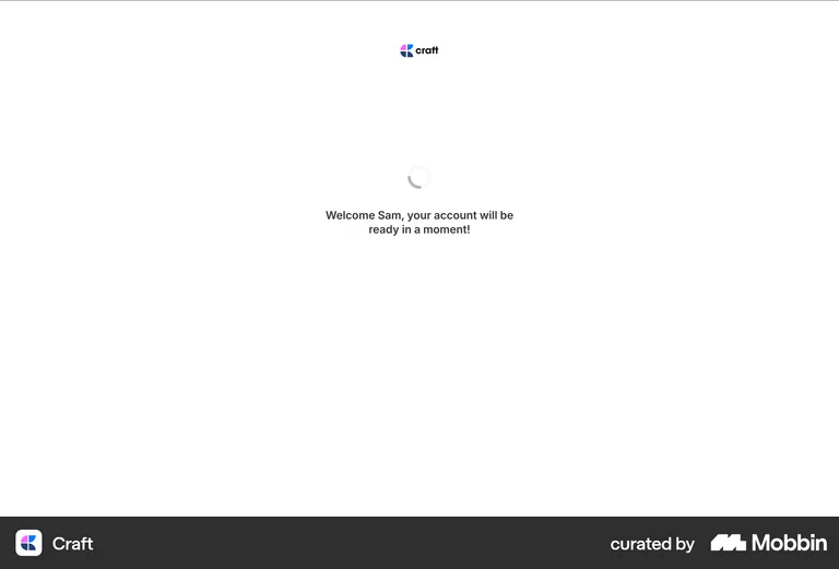 Craft web app loading state spinner personalised message