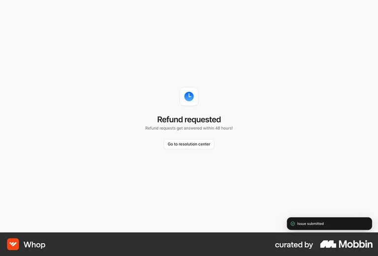 Whop snackbar toast notification issue submitted