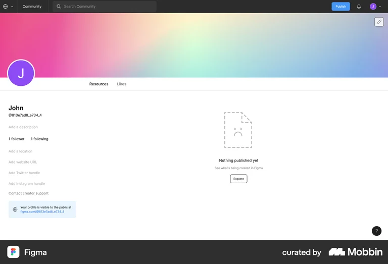 Figma Community empty state nothing published yet