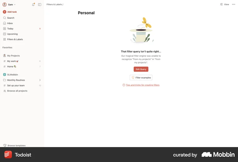 Todoist microcopy error message friendly personality
