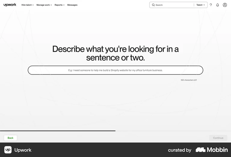 Upwork placeholder text job description example hint