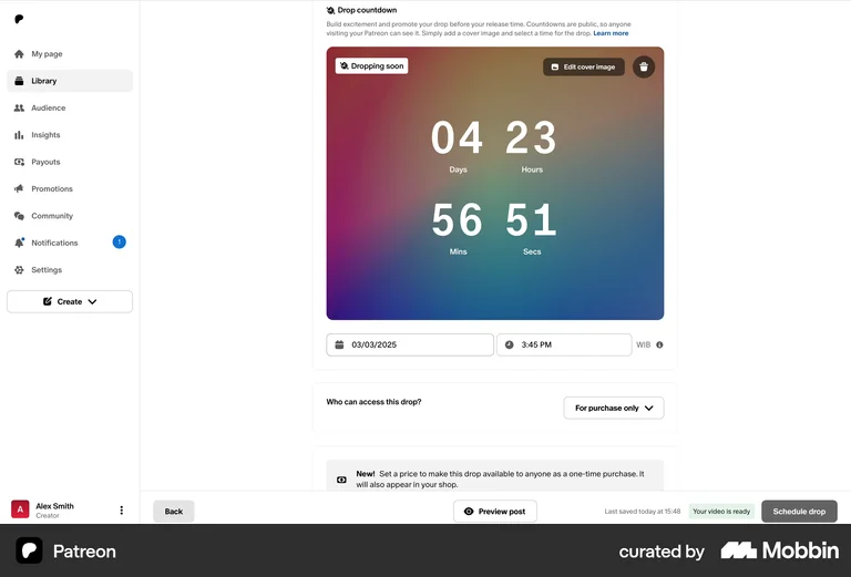 Patreon loss aversion countdown timer drop scarcity urgency