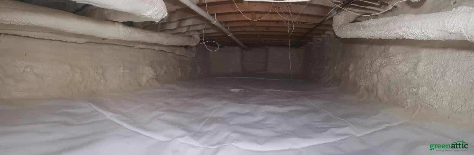 Crawl Space Encapsulation With Vapor Barrier and Spray Foam