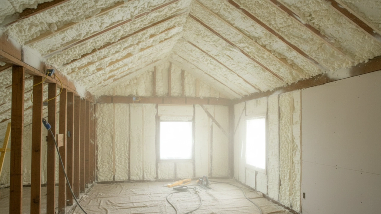 Spray Foam Sealing to Reduce Air Leaks in an Attic