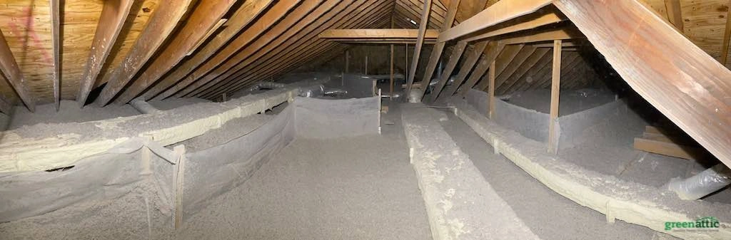 Sealed Attic Ductwork With Spray Foam and Cellulose Insulation