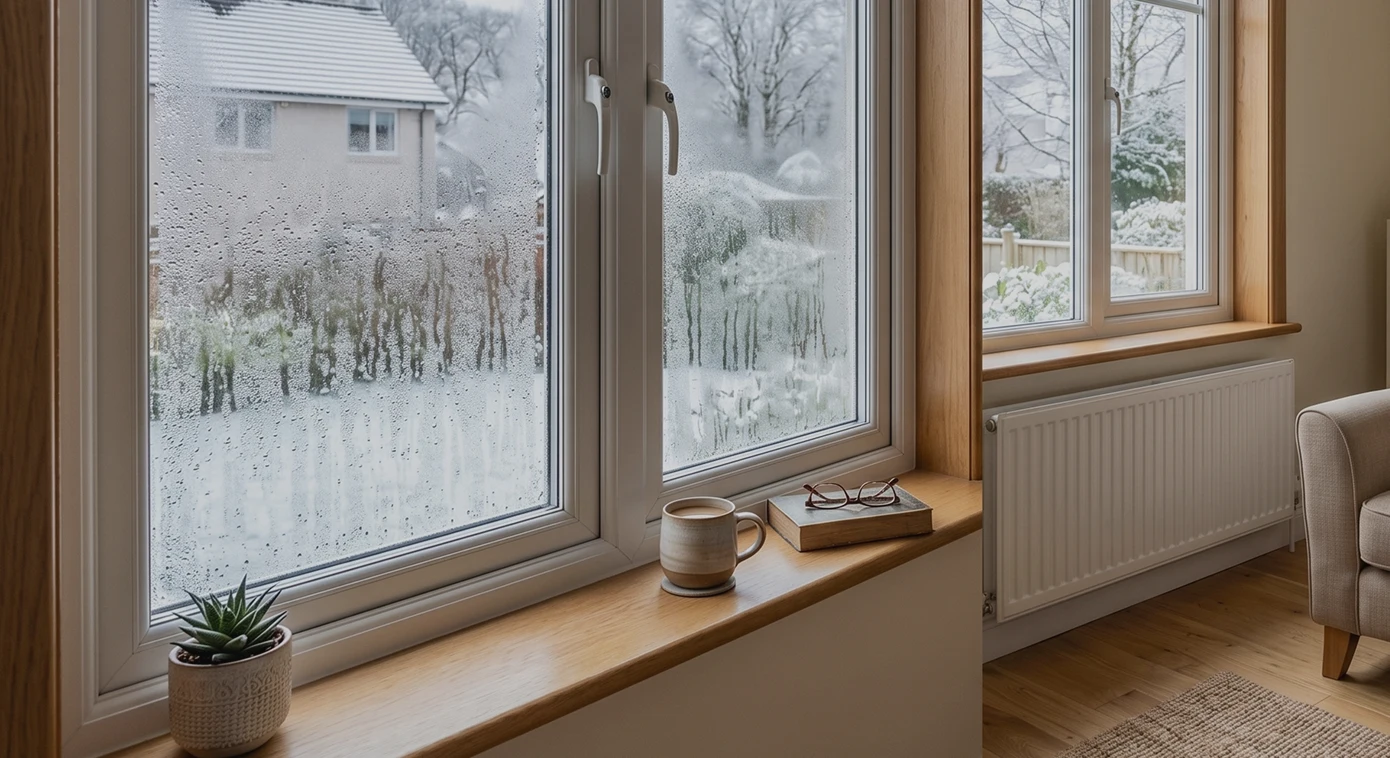 Condensation on interior windows during cold winter weather