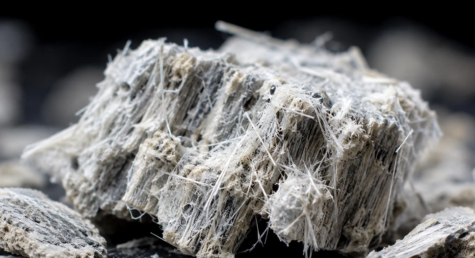 Close-up of fibrous asbestos-like insulation material.