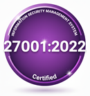 27001:2022 Certified purple round logo