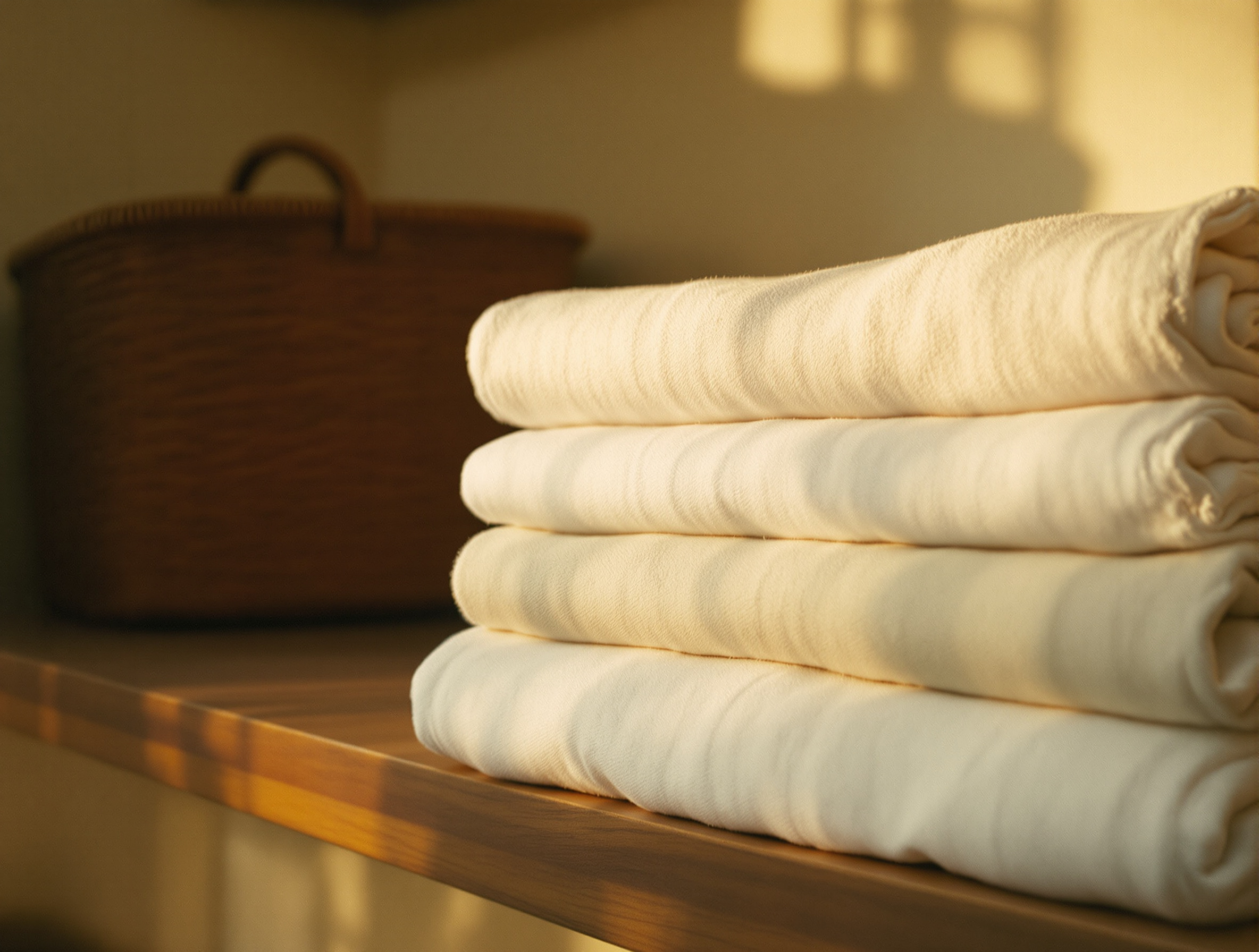 Linge propre soigneusement plié après élimination d