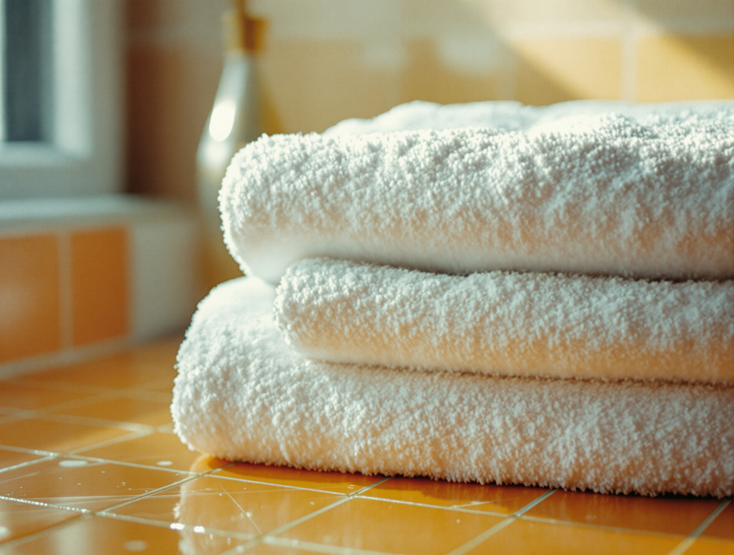 Serviettes épaisses posées sur un matelas humide pour absorber le liquide
