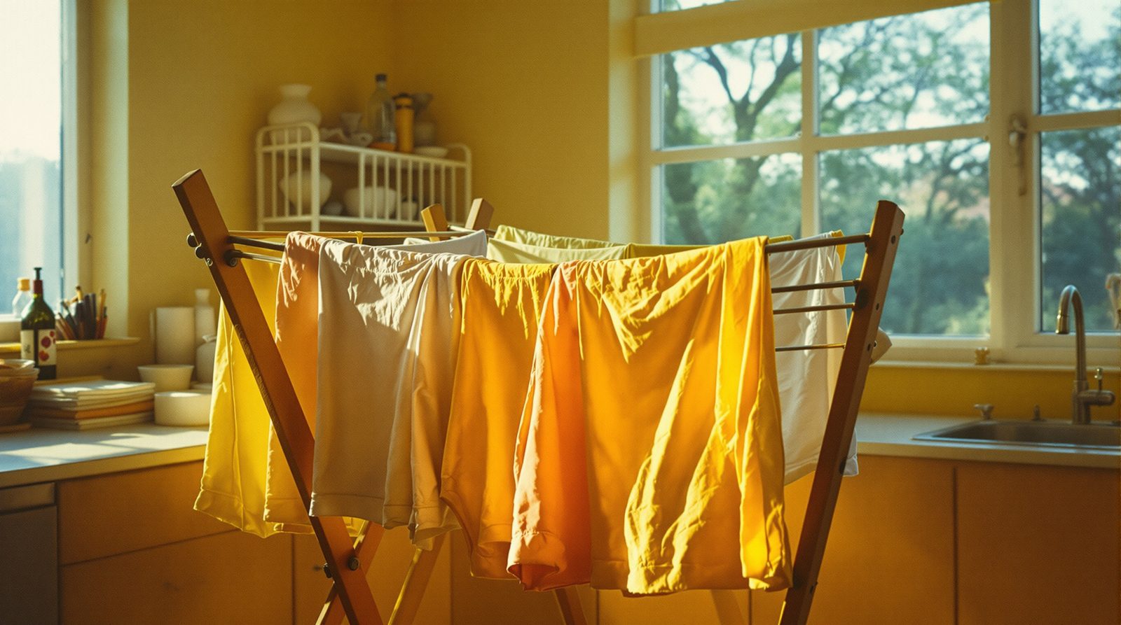 Linge humide étendu en intérieur avec odeur d'humidité persistante — causes et solutions pratiques