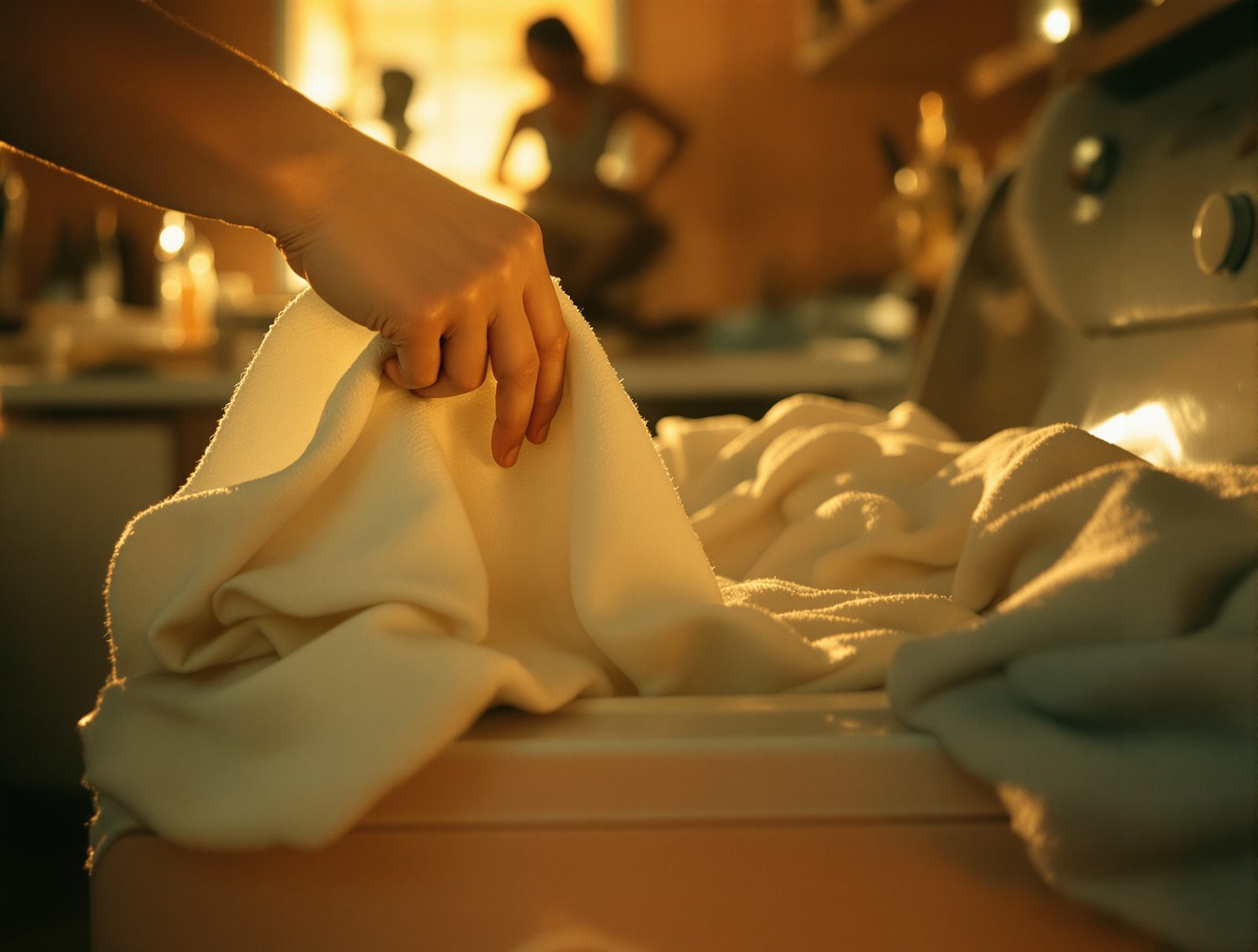 Serviette sèche ajoutée dans un sèche-linge avec du linge humide pour accélérer le séchage