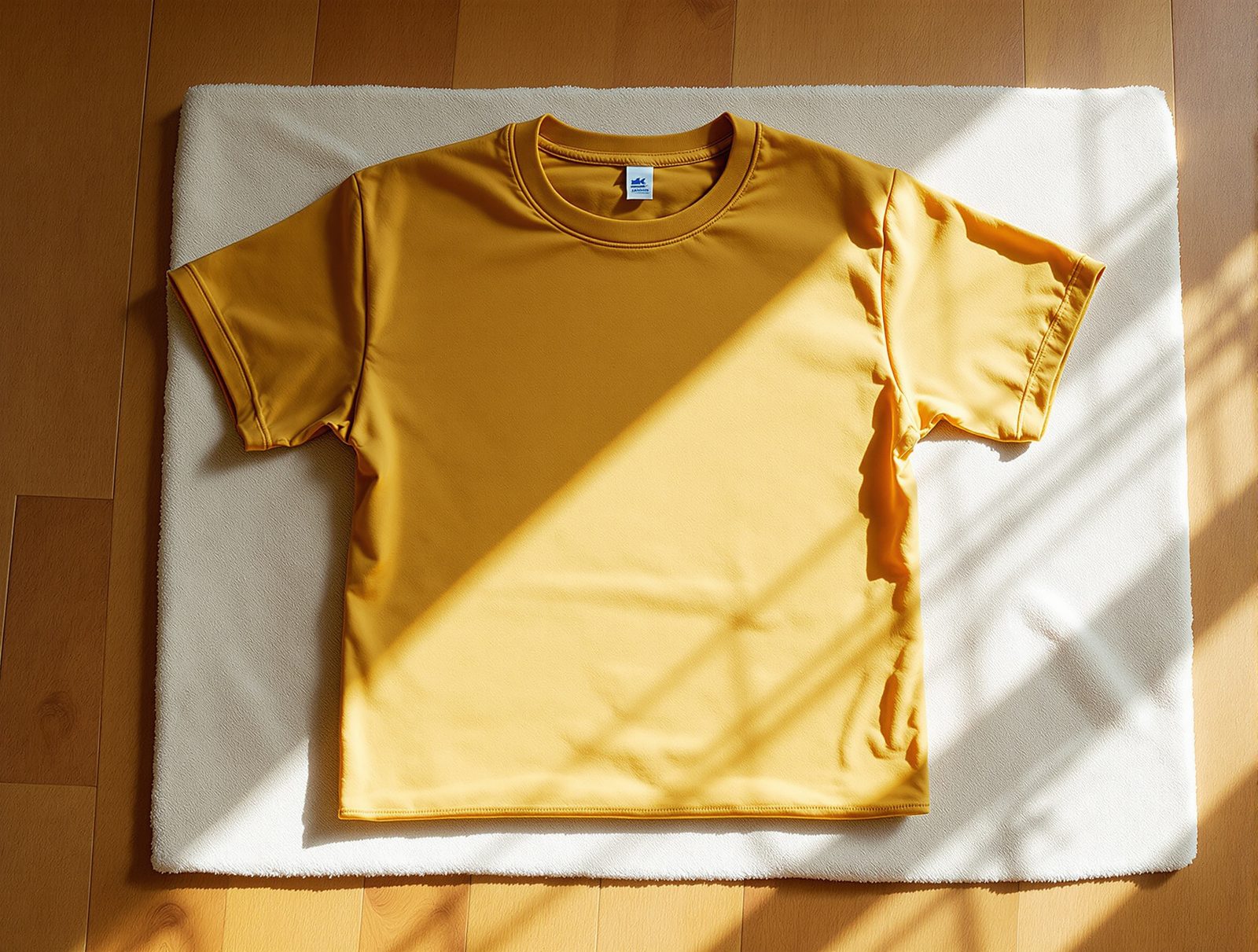 Tee-shirt en coton posé sur une serviette sèche pour la technique de séchage rapide en urgence