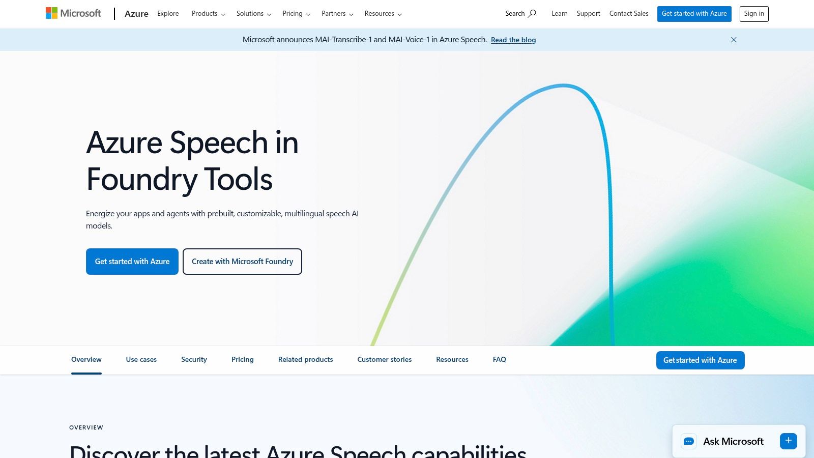 Microsoft Azure AI Speech (Speech to Text)