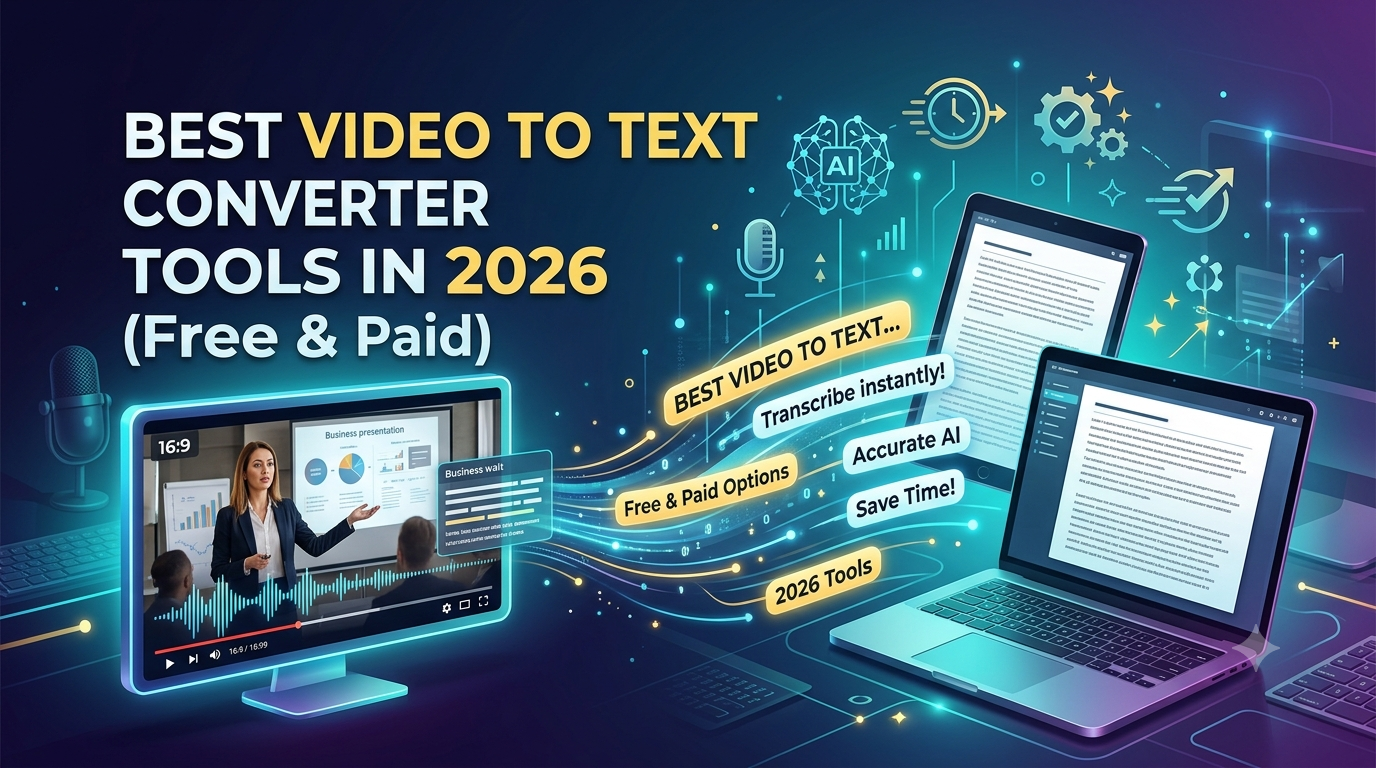 Compare the best video-to-text converter tools of 2026 — free and paid. Accuracy, languages, speaker labels, SRT export and pricing, reviewed honestly.