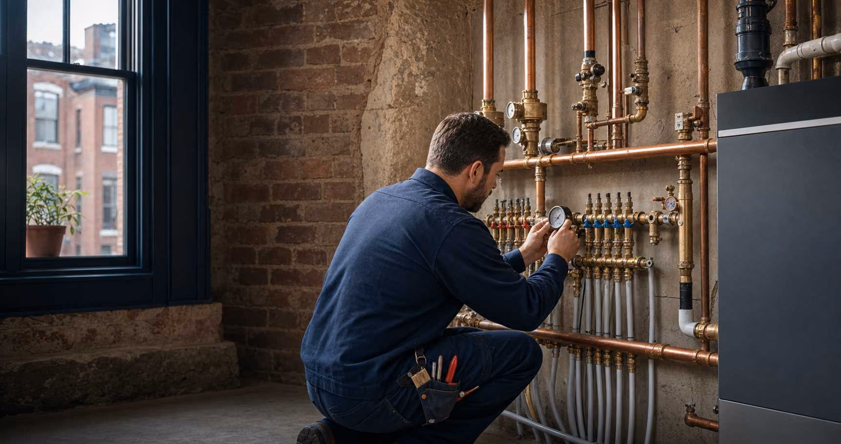 Massachusetts plumbing contractor at work