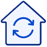 House with return arrows icon
