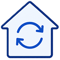 House with return arrows icon