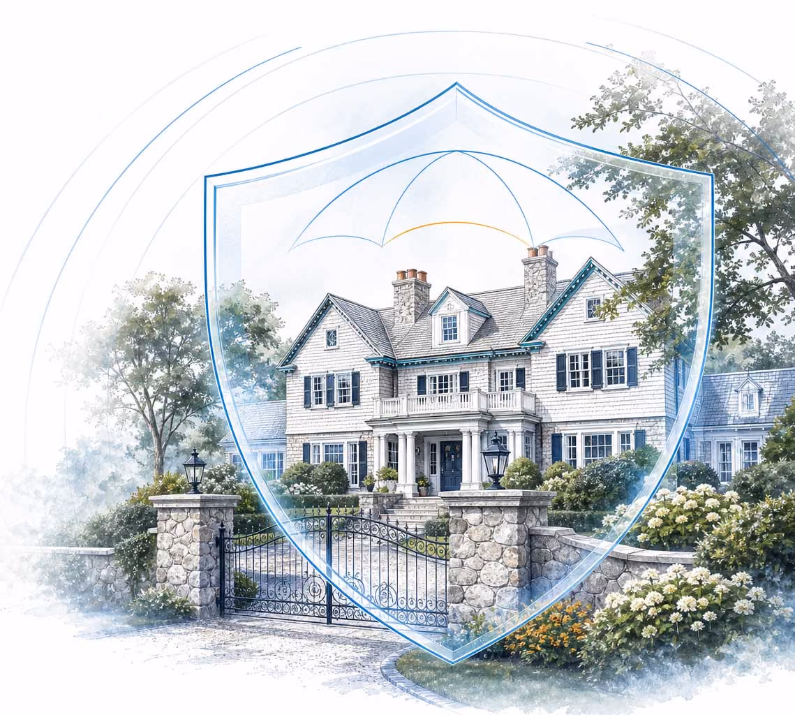 High-net-worth family home protected by umbrella insurance coverage in Needham and Sudbury, Massachusetts