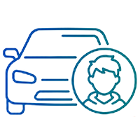 Car with person icon representing youth driver liability triggers