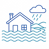 National flood insurance icon: flooded house