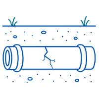 Aging underground infrastructure cracked pipe icon