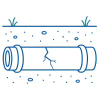 Aging underground infrastructure cracked pipe icon