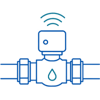 Smart main water leak shut-off valve illustration