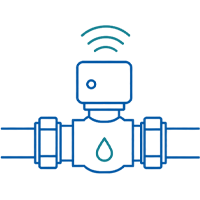 Smart main water leak shut-off valve illustration