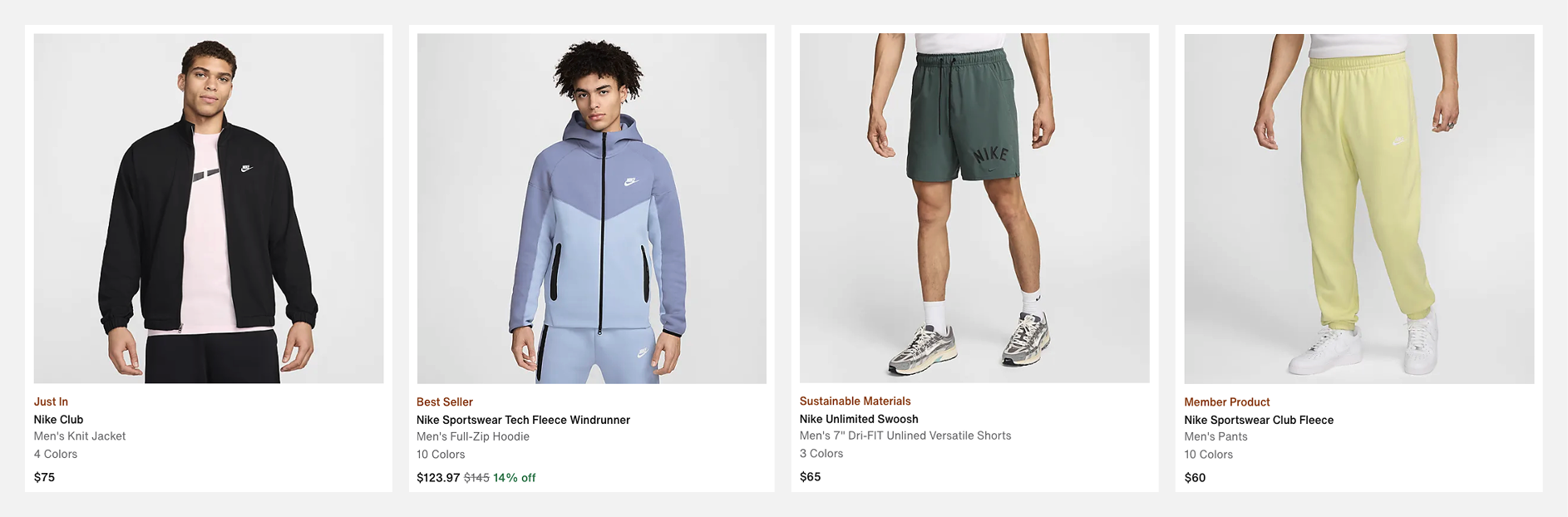 Nike product listings.