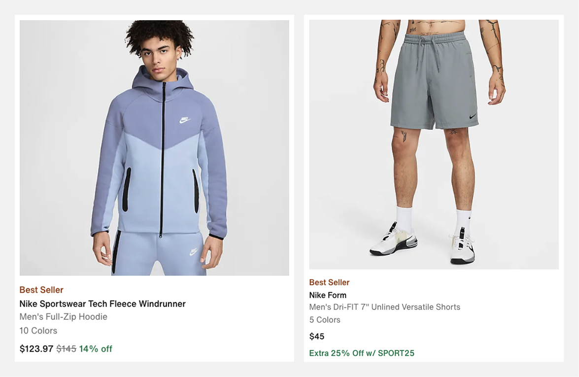 Nike sale item product listing.
