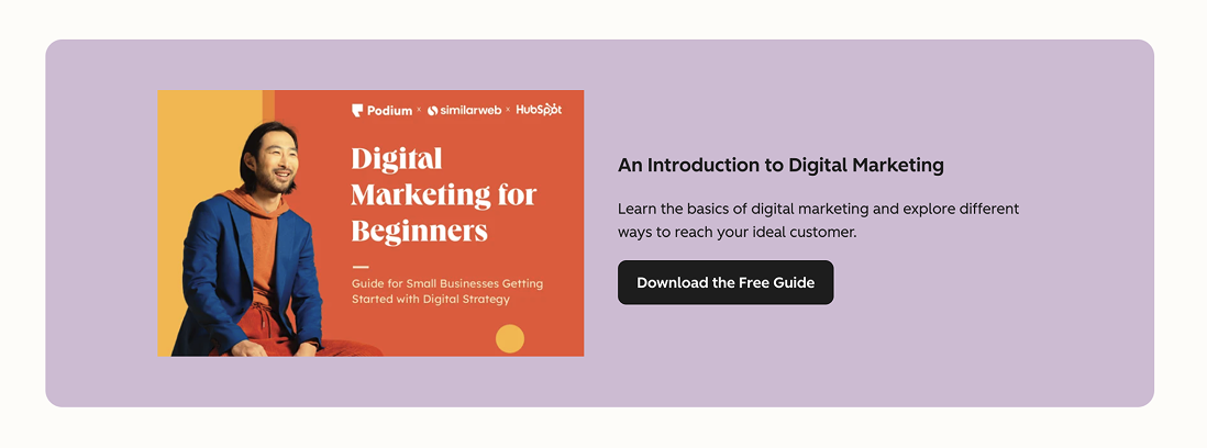 Hubpot's whitepaper download CTA banner on their blog listing page.