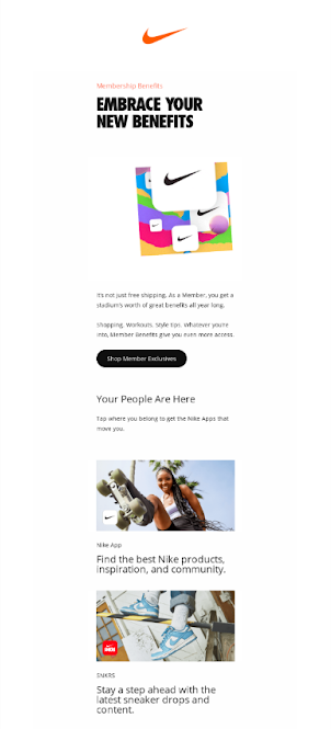 Onboarding email example from Nike.
