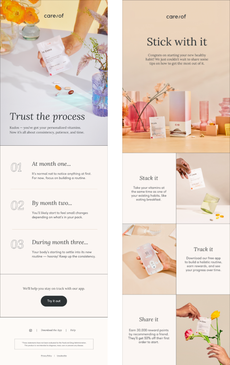 Onboarding email example from Care/Of.