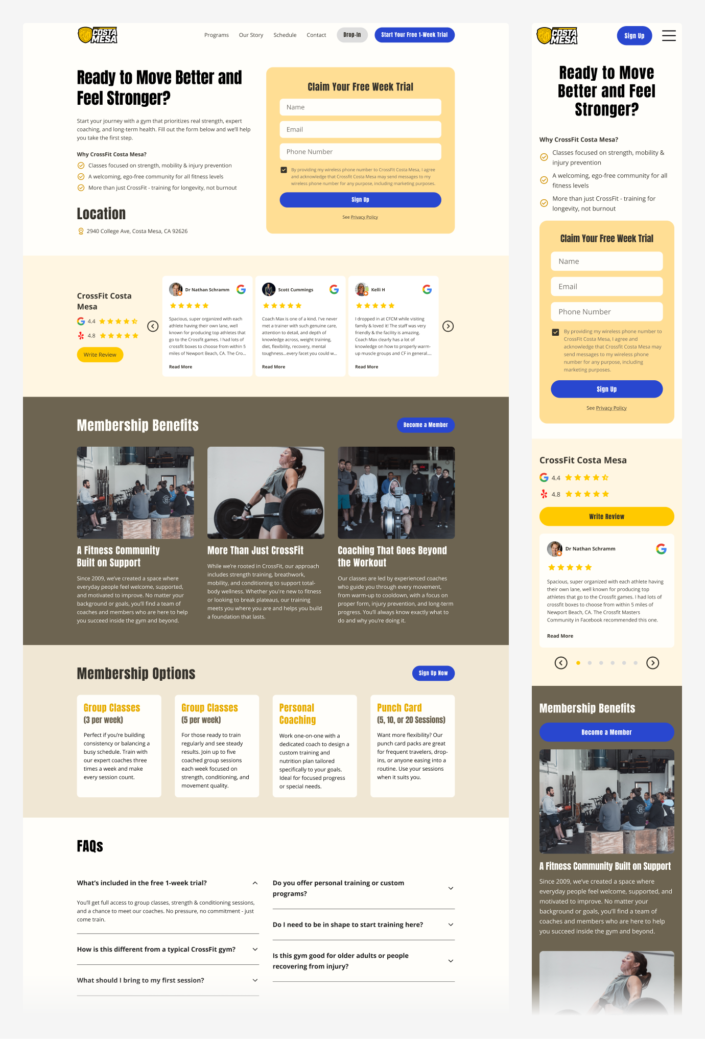 Desktop and Mobile design of the new Sign Up page.