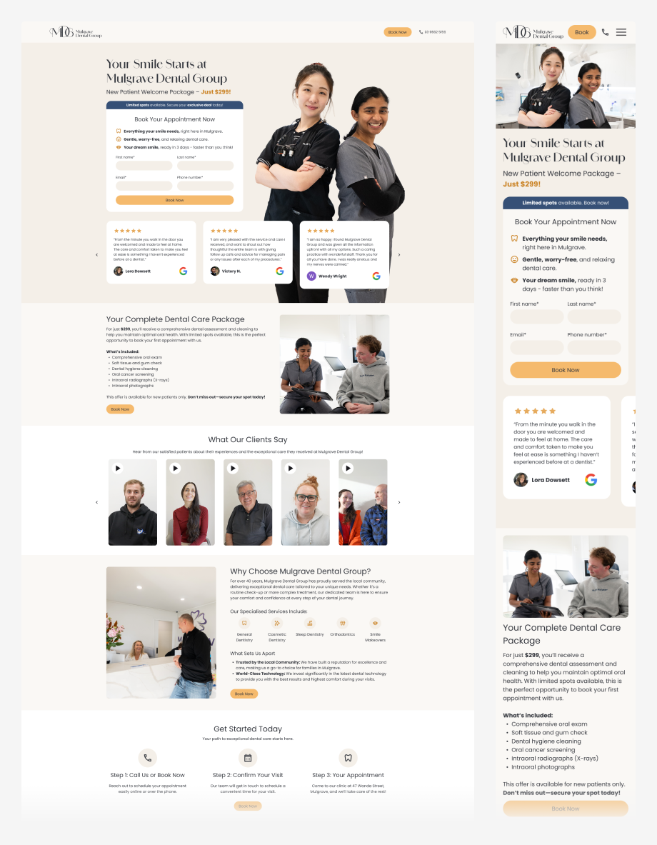 Desktop and mobile design of the campaign landing page.