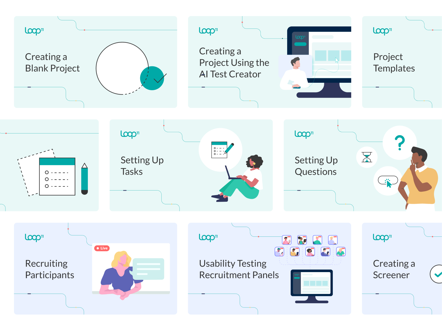 Thumbnails of various Loop11 video testim