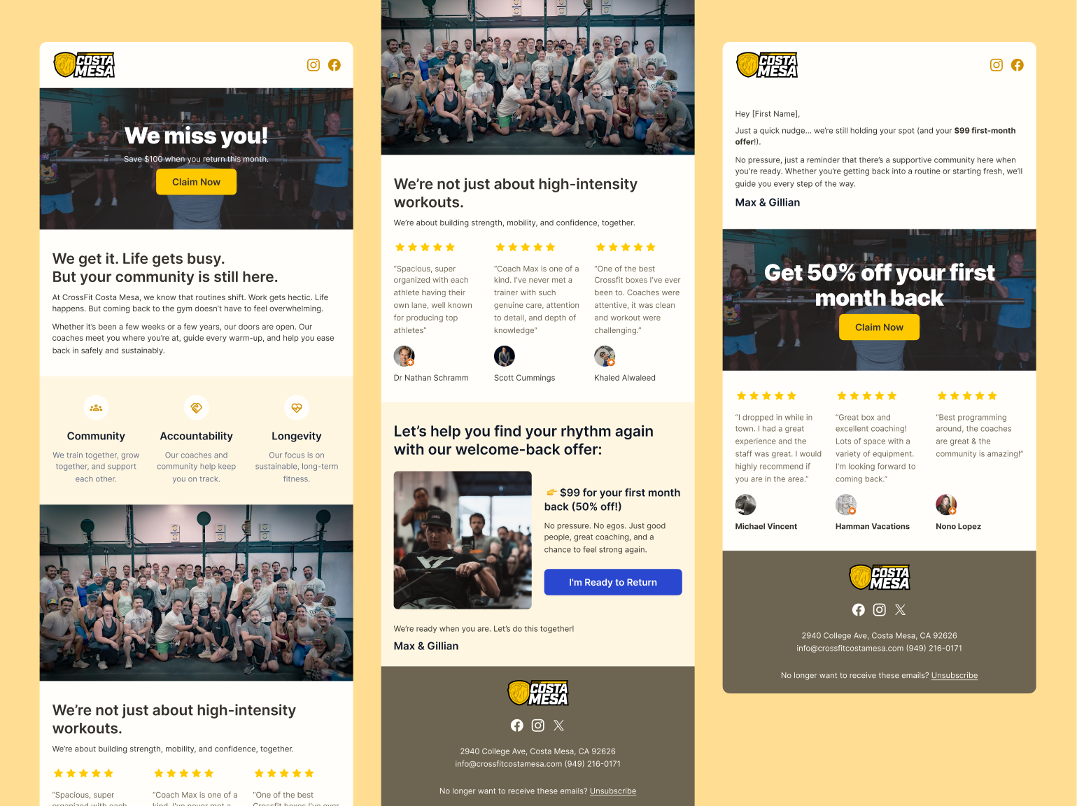 CrossFit Costa Mesa's email blast design.