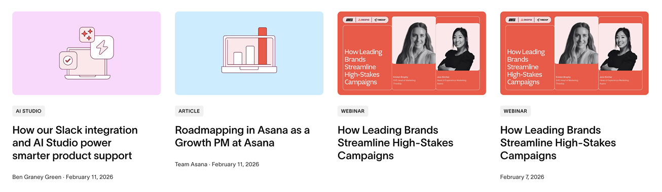 A close up of Asana's resource tiles.