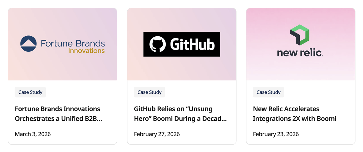 A close up of Boomi's resource tiles.