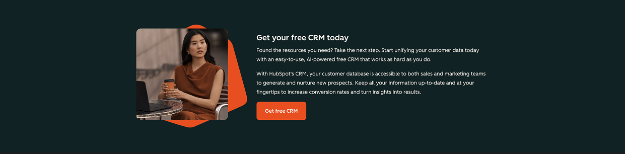 Hubspot's CTA banner at the bottom of their Resource Library page.