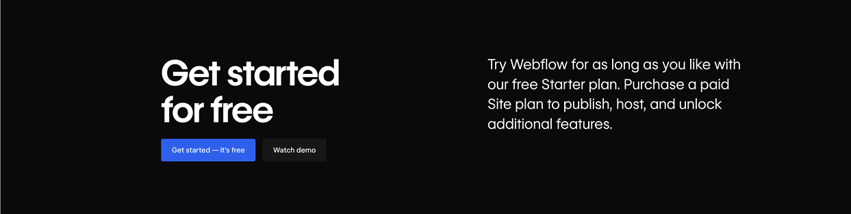 Webflow's CTA banner at the bottom of their Resources page.
