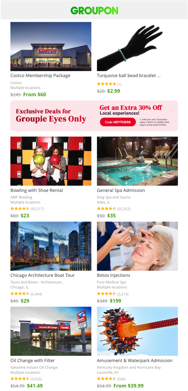 Groupon's 2-column layout.