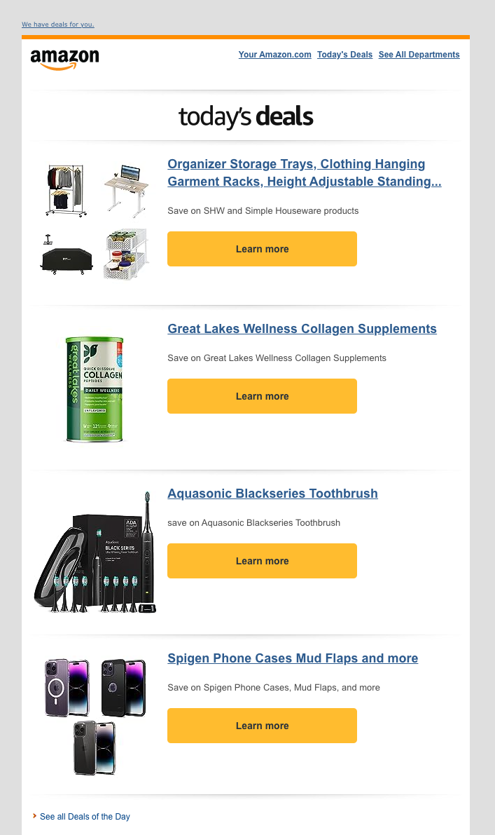 Amazon's 1-column layout.