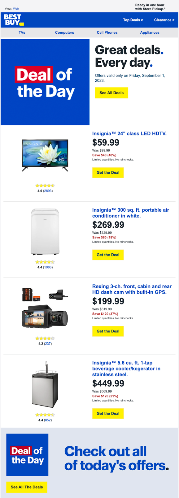 Best Buy's 1-column layout.