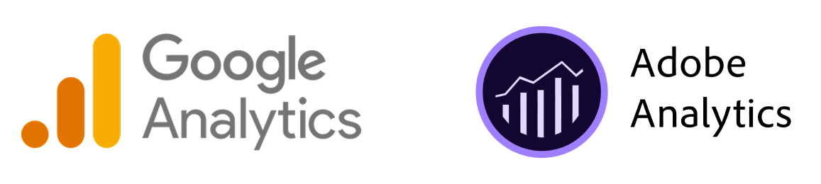 Google Analytics logo, Adobe Analytics logo