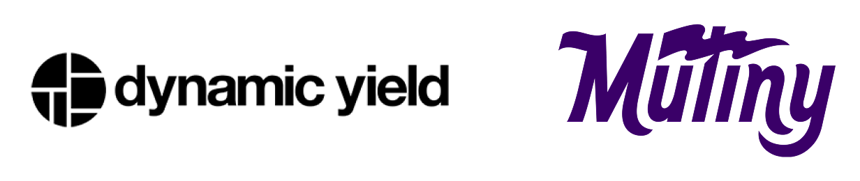 Logos for Dynamic Yield and Mutiny.