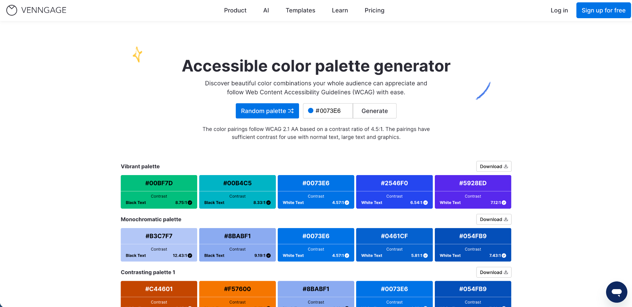 Screenshot from Accessible Color Palette Generator.
